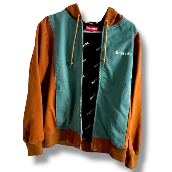 Supreme 2-Tone Hooded Work Jacket - Brown and Teal - Picture 3 of 9